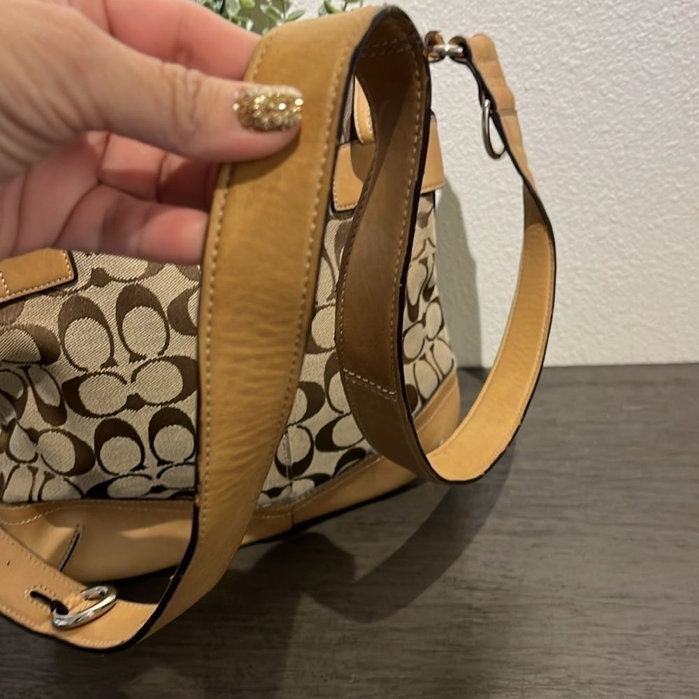COACH 3574 Vintage Sufflette Cloth + Leather Shoulder Bag Crossbody Y2K - Picture 8 of 16